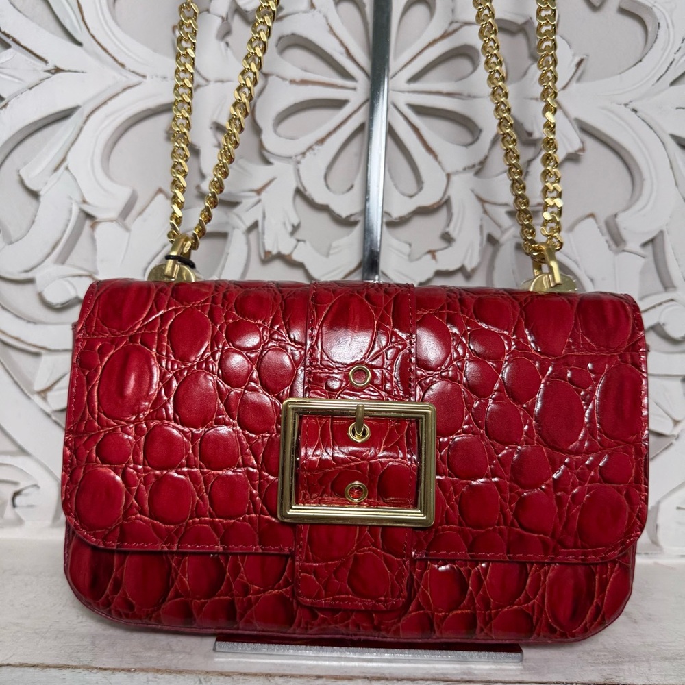 Brahmin Rosa Crossbody Shoulder Bag Sriracha Vanderbilt Red Leather